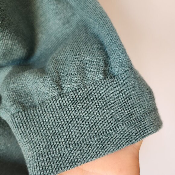 Everlane Wool Cotton Short Sleeve Turtle Neck Tee Sweater Green - Picture 6 of 12
